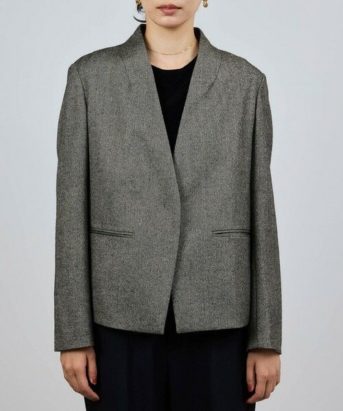 ROPE' / ロペ テーラードジャケット | ウール混ノーカラージャケット(無地/ヘリンボーン)/セットアップ対応 | 詳細15