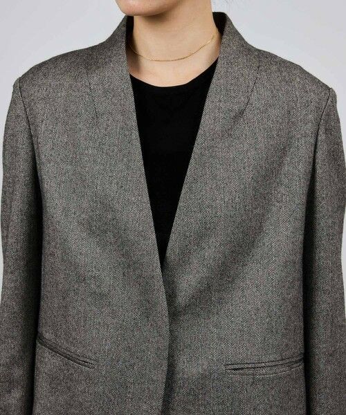 ROPE' / ロペ テーラードジャケット | ウール混ノーカラージャケット(無地/ヘリンボーン)/セットアップ対応 | 詳細18