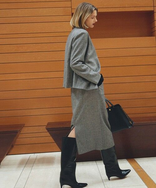 ROPE' / ロペ テーラードジャケット | ウール混ノーカラージャケット(無地/ヘリンボーン)/セットアップ対応 | 詳細2