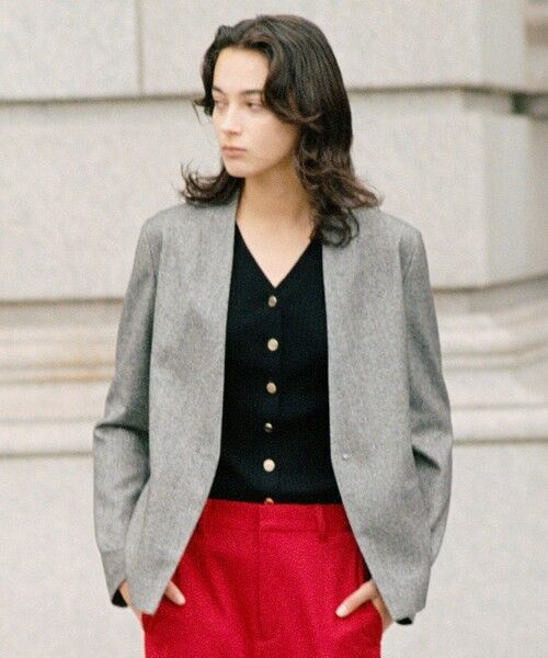 ROPE' / ロペ テーラードジャケット | ウール混ノーカラージャケット(無地/ヘリンボーン)/セットアップ対応 | 詳細26