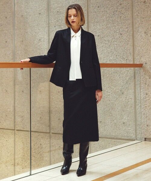 ROPE' / ロペ テーラードジャケット | ウール混ノーカラージャケット(無地/ヘリンボーン)/セットアップ対応 | 詳細3