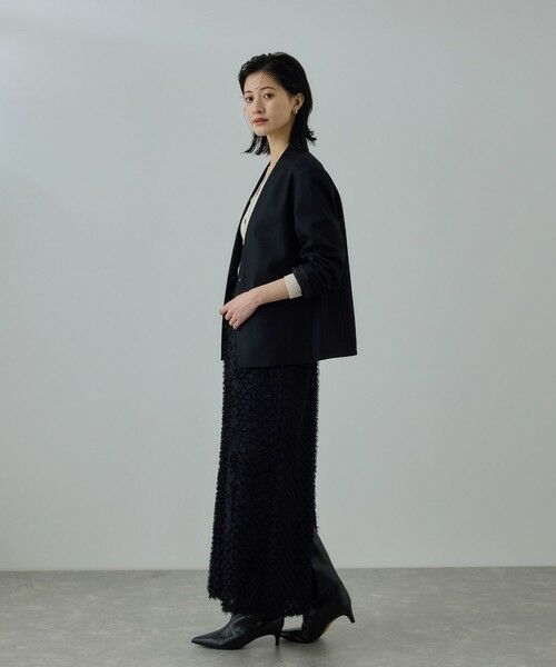 ROPE' / ロペ テーラードジャケット | ウール混ノーカラージャケット(無地/ヘリンボーン)/セットアップ対応 | 詳細5