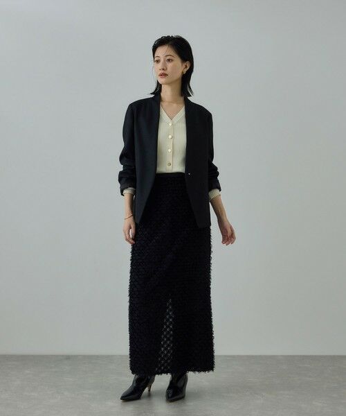 ROPE' / ロペ テーラードジャケット | ウール混ノーカラージャケット(無地/ヘリンボーン)/セットアップ対応 | 詳細6