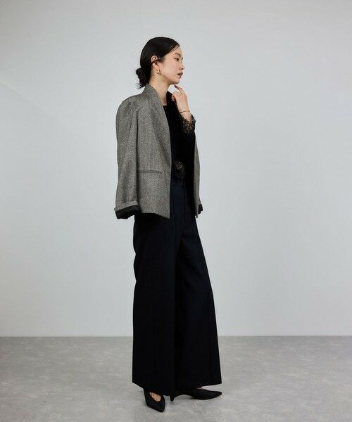 ROPE' / ロペ テーラードジャケット | ウール混ノーカラージャケット(無地/ヘリンボーン)/セットアップ対応 | 詳細7