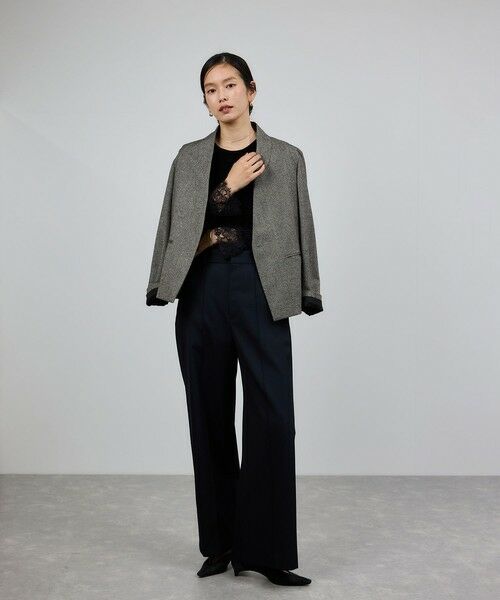 ROPE' / ロペ テーラードジャケット | ウール混ノーカラージャケット(無地/ヘリンボーン)/セットアップ対応 | 詳細8