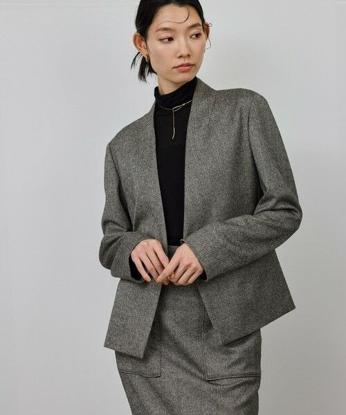 ROPE' / ロペ テーラードジャケット | ウール混ノーカラージャケット(無地/ヘリンボーン)/セットアップ対応 | 詳細9
