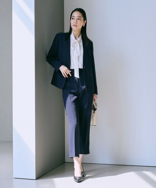 ROPE' / ロペ ノーカラージャケット | トリアセダブルクロス Ｖネックジャケット/イージーケア・セットアップ対応・25AW | 詳細1