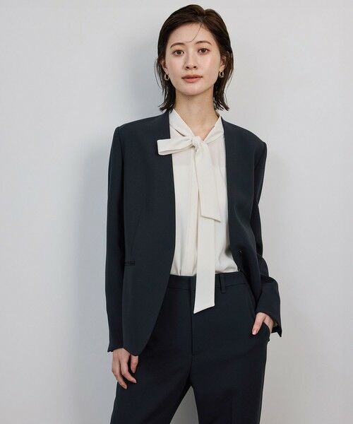 ROPE' / ロペ ノーカラージャケット | トリアセダブルクロス Ｖネックジャケット/イージーケア・セットアップ対応・25AW | 詳細18