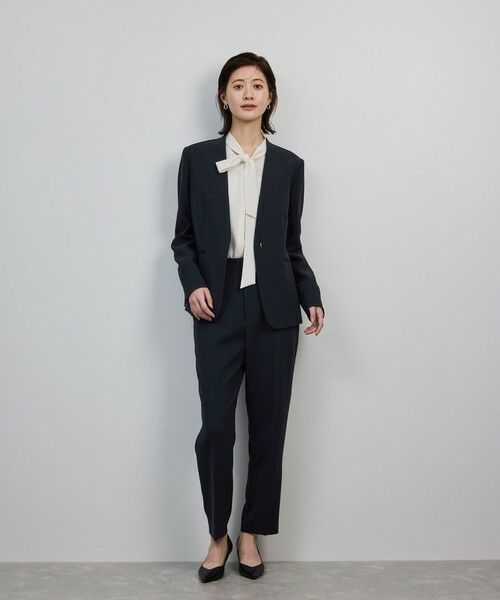 ROPE' / ロペ ノーカラージャケット | トリアセダブルクロス Ｖネックジャケット/イージーケア・セットアップ対応・25AW | 詳細4