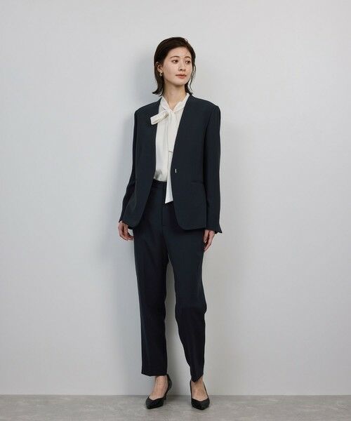 ROPE' / ロペ ノーカラージャケット | トリアセダブルクロス Ｖネックジャケット/イージーケア・セットアップ対応・25AW | 詳細5