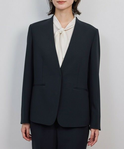 ROPE' / ロペ ノーカラージャケット | トリアセダブルクロス Ｖネックジャケット/イージーケア・セットアップ対応・25AW | 詳細6
