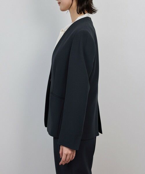 ROPE' / ロペ ノーカラージャケット | トリアセダブルクロス Ｖネックジャケット/イージーケア・セットアップ対応・25AW | 詳細7