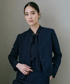 ROPE' / ロペ ノーカラージャケット | トリアセダブルクロス クルーネックジャケット/イージーケア・セットアップ対応・25AW