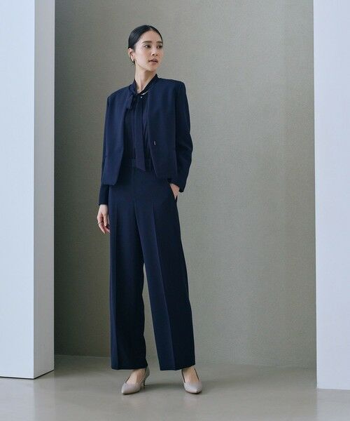 ROPE' / ロペ ノーカラージャケット | トリアセダブルクロス クルーネックジャケット/イージーケア・セットアップ対応・25AW | 詳細1