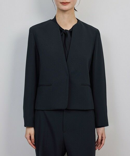 ROPE' / ロペ ノーカラージャケット | トリアセダブルクロス クルーネックジャケット/イージーケア・セットアップ対応・25AW | 詳細10