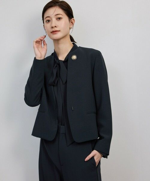 ROPE' / ロペ ノーカラージャケット | トリアセダブルクロス クルーネックジャケット/イージーケア・セットアップ対応・25AW | 詳細4