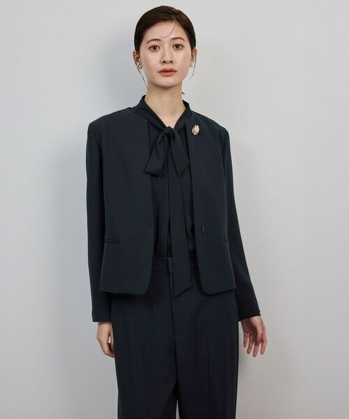 ROPE' / ロペ ノーカラージャケット | トリアセダブルクロス クルーネックジャケット/イージーケア・セットアップ対応・25AW | 詳細5