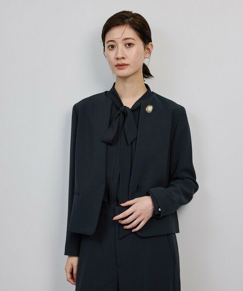 ROPE' / ロペ ノーカラージャケット | トリアセダブルクロス クルーネックジャケット/イージーケア・セットアップ対応・25AW | 詳細9