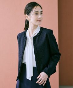 ROPE' / ロペ ノーカラージャケット | ミックスツイードノーカラージャケット/セットアップ対応・25AW