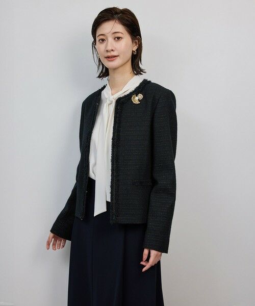 ROPE' / ロペ ノーカラージャケット | ミックスツイードノーカラージャケット/セットアップ対応・25AW | 詳細10