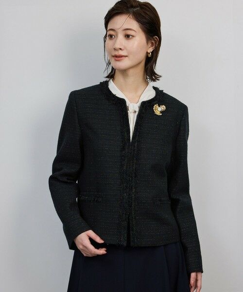 ROPE' / ロペ ノーカラージャケット | ミックスツイードノーカラージャケット/セットアップ対応・25AW | 詳細4