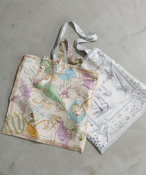 ROPE' / ロペ トートバッグ | 【YUKO SAEKI for ROPE’・コラボ】スカーフ柄プリント シルクトートバッグ【A4対応】 | 詳細1