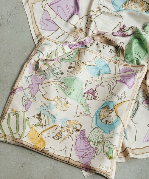 ROPE' / ロペ トートバッグ | 【YUKO SAEKI for ROPE’・コラボ】スカーフ柄プリント シルクトートバッグ【A4対応】 | 詳細2