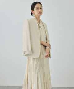 ROPE' / ロペ ノーカラージャケット | トリアセダブルクロス Ｖネックジャケット/イージーケア・セットアップ対応・26SS