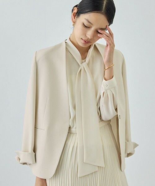 ROPE' / ロペ ノーカラージャケット | トリアセダブルクロス Ｖネックジャケット/イージーケア・セットアップ対応・26SS | 詳細11