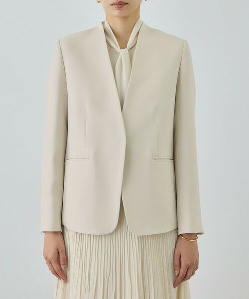 ROPE' / ロペ ノーカラージャケット | トリアセダブルクロス Ｖネックジャケット/イージーケア・セットアップ対応・26SS | 詳細13