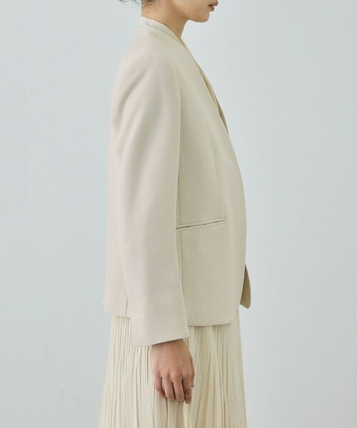ROPE' / ロペ ノーカラージャケット | トリアセダブルクロス Ｖネックジャケット/イージーケア・セットアップ対応・26SS | 詳細14
