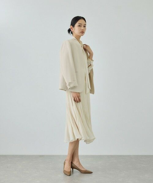 ROPE' / ロペ ノーカラージャケット | トリアセダブルクロス Ｖネックジャケット/イージーケア・セットアップ対応・26SS | 詳細2