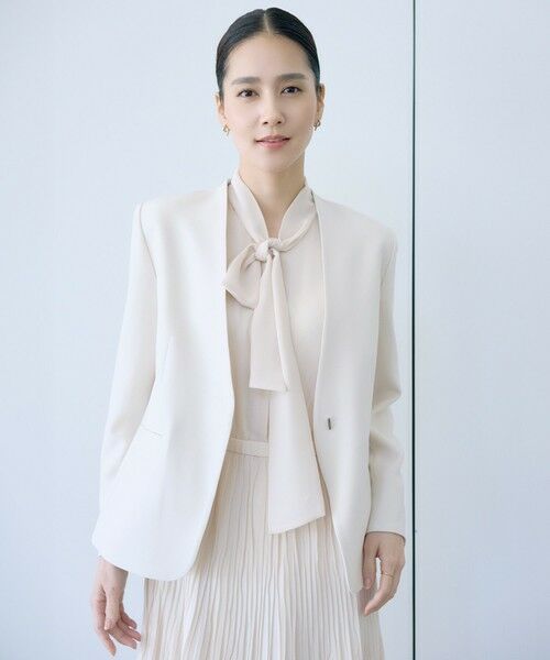 ROPE' / ロペ ノーカラージャケット | トリアセダブルクロス Ｖネックジャケット/イージーケア・セットアップ対応・26SS | 詳細28