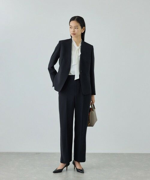 ROPE' / ロペ ノーカラージャケット | トリアセダブルクロス Ｖネックジャケット/イージーケア・セットアップ対応・26SS | 詳細3