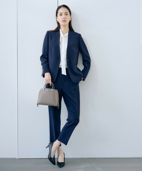 ROPE' / ロペ ノーカラージャケット | トリアセダブルクロス Ｖネックジャケット/セットアップ対応・イージーケア・26SS | 詳細1