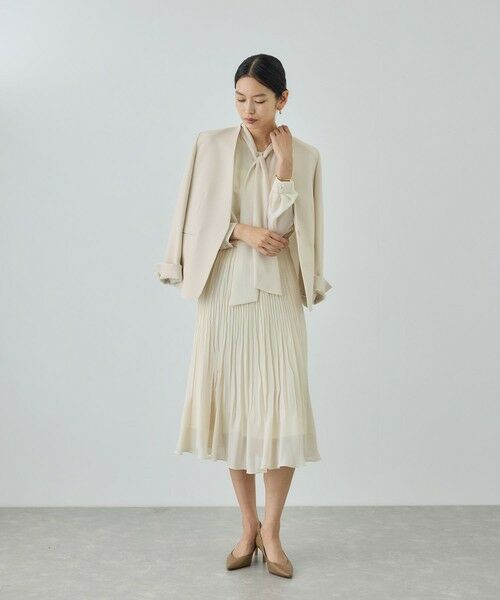 ROPE' / ロペ ノーカラージャケット | トリアセダブルクロス Ｖネックジャケット/セットアップ対応・イージーケア・26SS | 詳細10