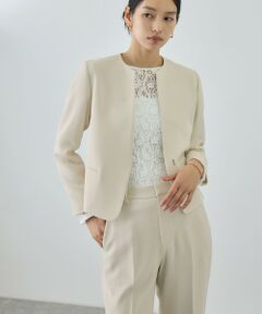 ROPE' / ロペ ノーカラージャケット | トリアセダブルクロス クルーネックジャケット/イージーケア・セットアップ対応・26SS