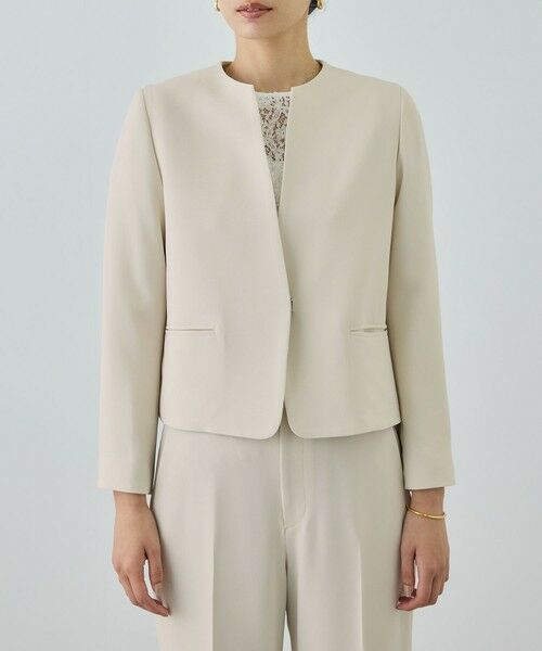 ROPE' / ロペ ノーカラージャケット | トリアセダブルクロス クルーネックジャケット/イージーケア・セットアップ対応・26SS | 詳細11