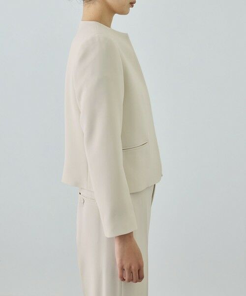 ROPE' / ロペ ノーカラージャケット | トリアセダブルクロス クルーネックジャケット/イージーケア・セットアップ対応・26SS | 詳細12