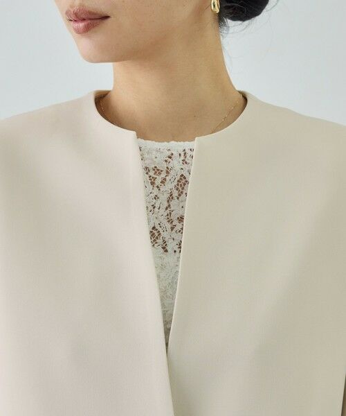 ROPE' / ロペ ノーカラージャケット | トリアセダブルクロス クルーネックジャケット/イージーケア・セットアップ対応・26SS | 詳細14