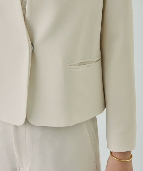 ROPE' / ロペ ノーカラージャケット | トリアセダブルクロス クルーネックジャケット/イージーケア・セットアップ対応・26SS | 詳細17