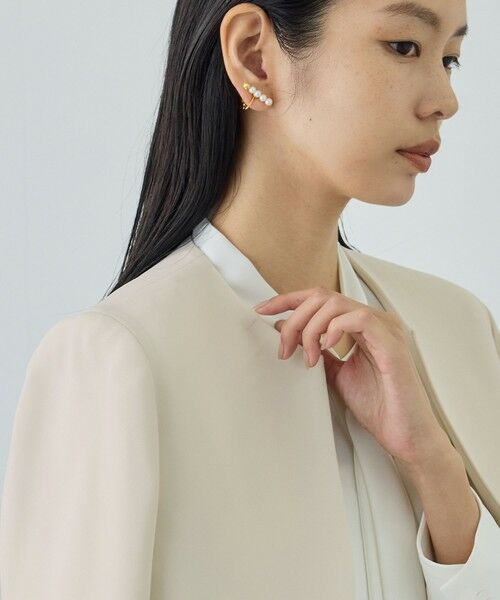 ROPE' / ロペ ノーカラージャケット | トリアセダブルクロス クルーネックジャケット/イージーケア・セットアップ対応・26SS | 詳細3