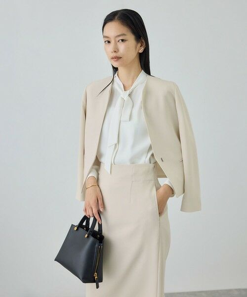 ROPE' / ロペ ノーカラージャケット | トリアセダブルクロス クルーネックジャケット/イージーケア・セットアップ対応・26SS | 詳細6