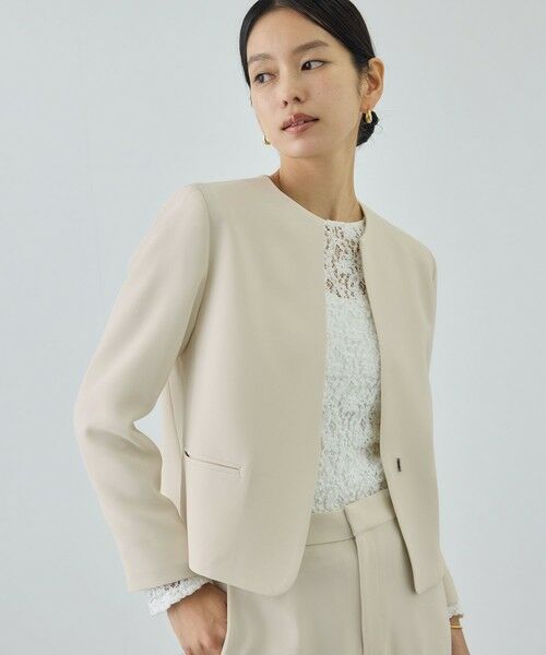 ROPE' / ロペ ノーカラージャケット | トリアセダブルクロス クルーネックジャケット/イージーケア・セットアップ対応・26SS | 詳細8