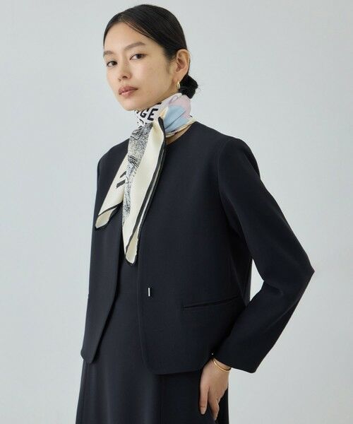 ROPE' / ロペ ノーカラージャケット | トリアセダブルクロス クルーネックジャケット/イージーケア・セットアップ対応・26SS | 詳細28