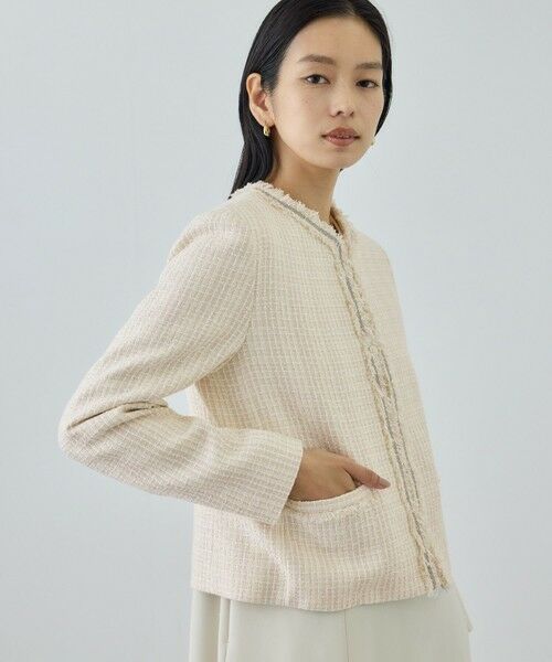 ROPE' / ロペ ノーカラージャケット | ミックスツイードノーカラージャケット/26SS | 詳細12