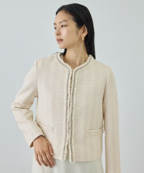 ROPE' / ロペ ノーカラージャケット | ミックスツイードノーカラージャケット/26SS | 詳細15