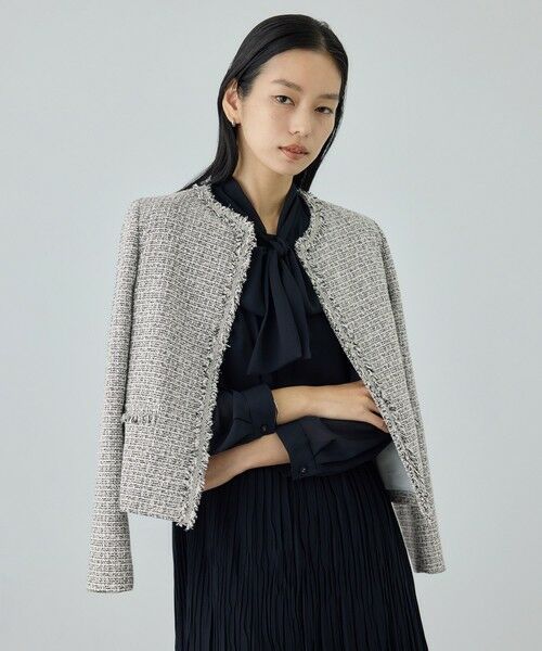 ROPE' / ロペ ノーカラージャケット | ミックスツイードノーカラージャケット/26SS | 詳細4