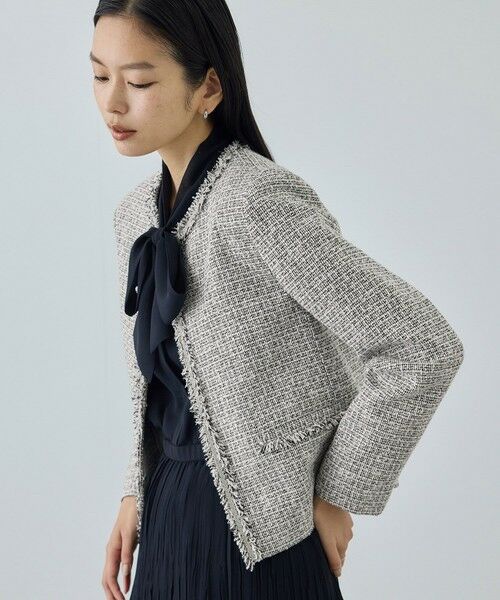 ROPE' / ロペ ノーカラージャケット | ミックスツイードノーカラージャケット/26SS | 詳細5