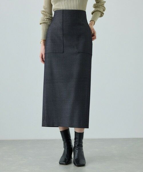 ROPE' / ロペ ミニ・ひざ丈スカート | [美人スカート]トリアセツイル ポケット付きタイトスカート(デニムライク)/イージーケア・セットアップ対応 | 詳細1